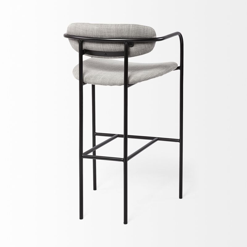 HomeRoots 29" Gray And Black Fabric And Steel Bar Height Bar Chair image number 3