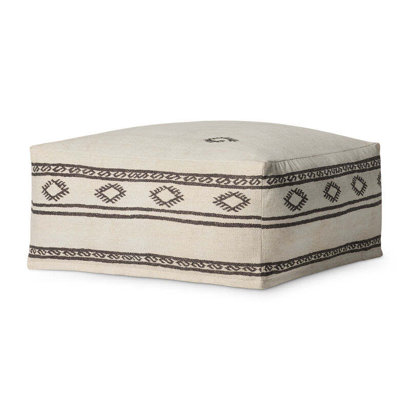 Pouf LPF0042 Ivory/Brown 36"x36"