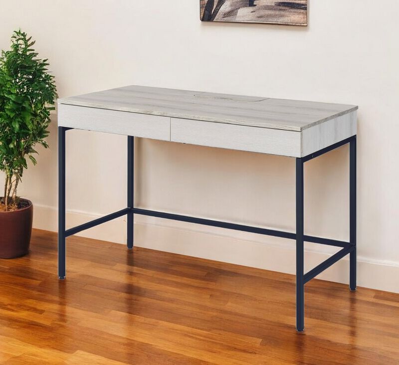 Modern Writing Desk with Two Drawers for Home Office and Study Workspace