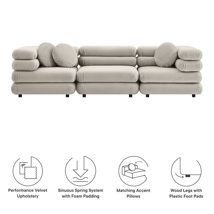 Jubilee 3-Piece Modular Performance Velvet Sectional Sofa
