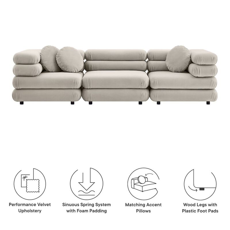 Jubilee 3-Piece Modular Performance Velvet Sectional Sofa image number 1