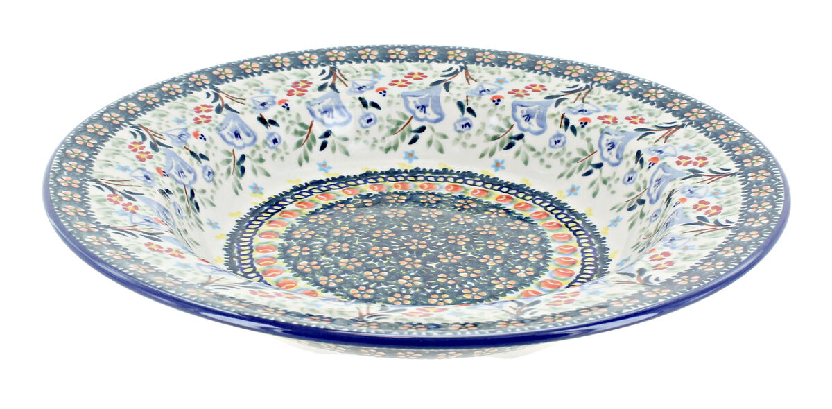 Blue Rose Polish Pottery Prairie Garden Soup Plate