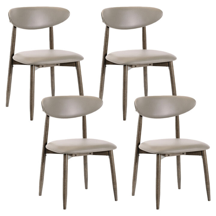 4 Pack Modern Wooden Dining Chairs with Upholstered Curved Backrest