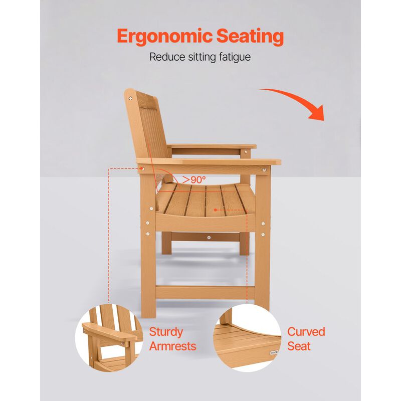 Patio Garden Bench for 2-3 Persons, Weatherproof Frame with Armrests image number 6