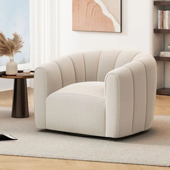 Merax Velvet 360&deg; Swivel Barrel Chair