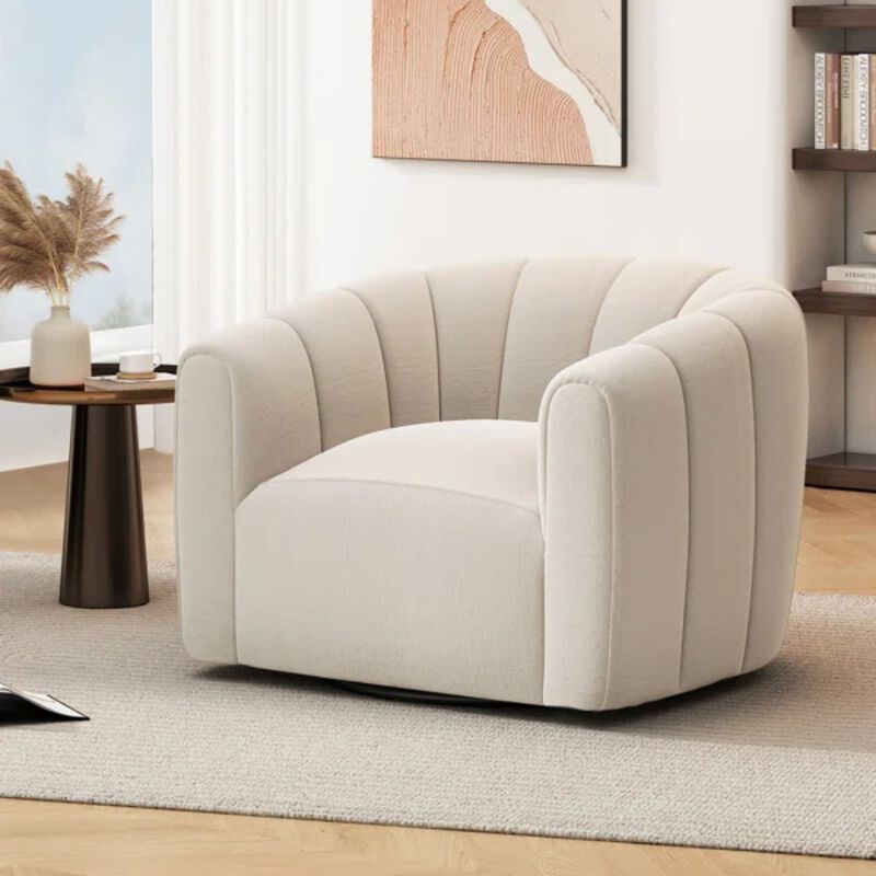 Merax Velvet 360&deg; Swivel Barrel Chair image number 1