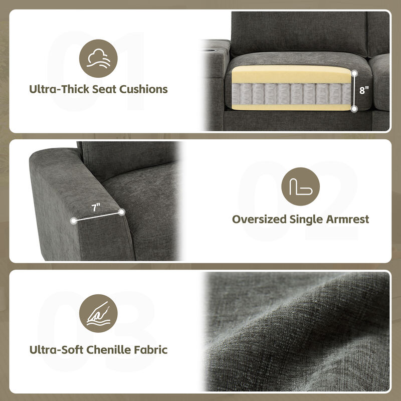 Merax Customizable Modular Sofa with Cloud-Like Comfort, Movable Ottoman, Flippable Console Lid image number 7