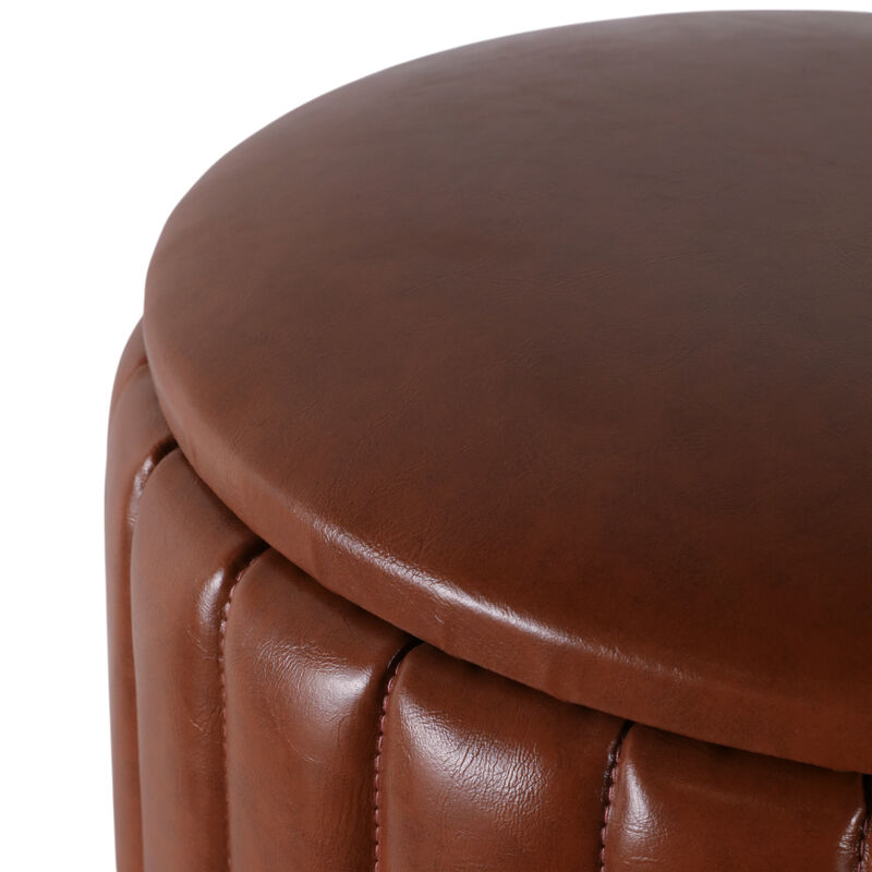 Channeled Faux Leather Ottoman image number 5
