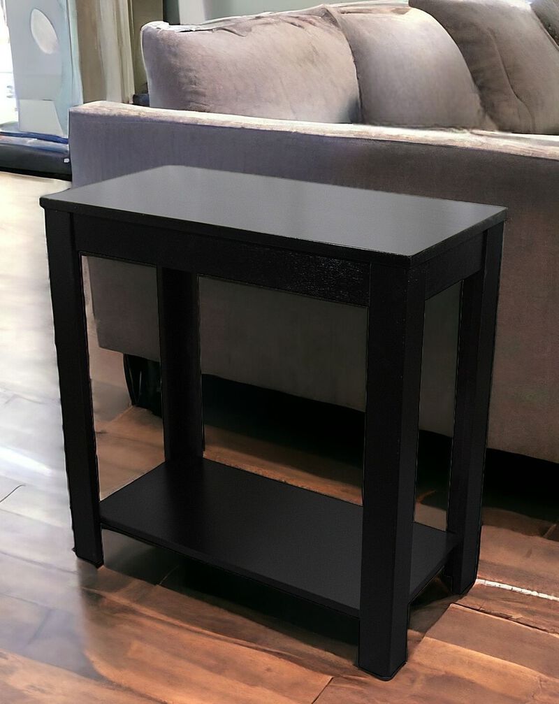Hivvago 24 Inch Black End Table With Shelf