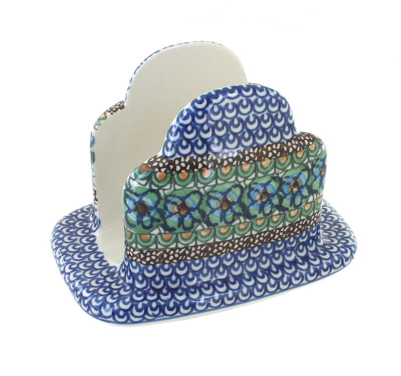Blue Rose Polish Pottery Teresa Napkin Holder