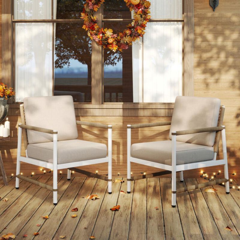 Hivvago 4 Pieces Patio Furniture Set with Thick Cushions and a Coffee Table