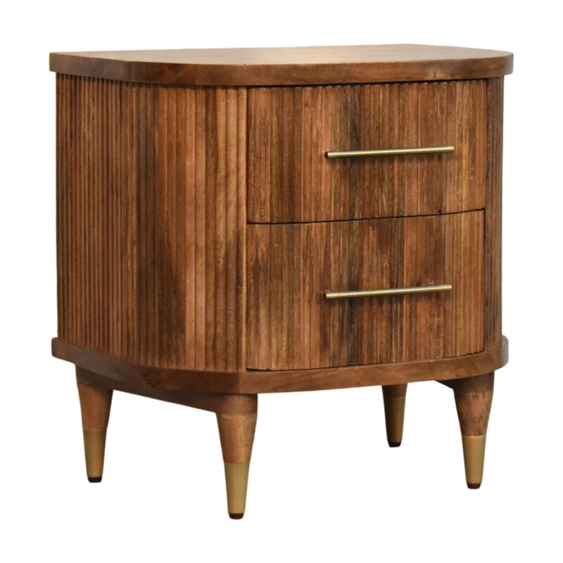 Artisan Furniture Solid Wood Curved 2 Drawer Bedside, Brown image number 3