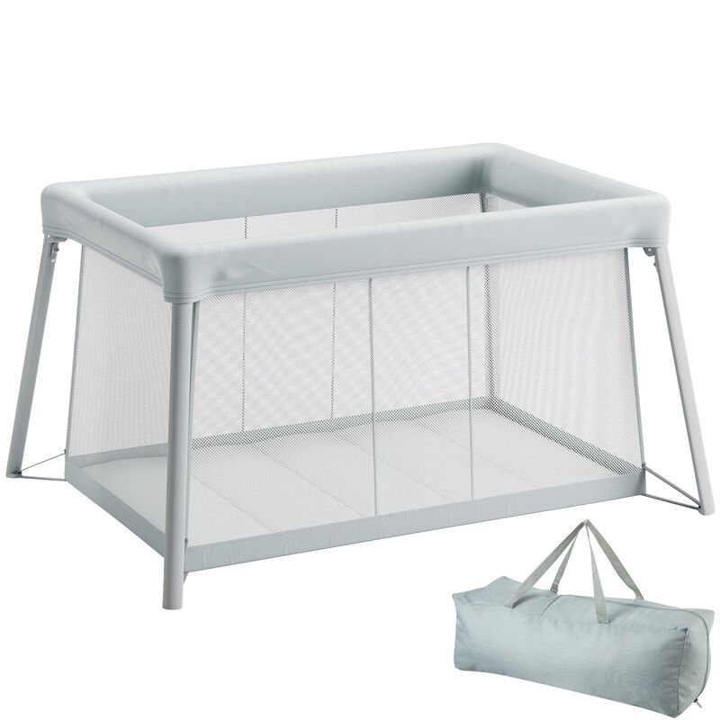 Folding Baby Travel Crib and Play Yard with Soft Mattress Pad Portable Playpen