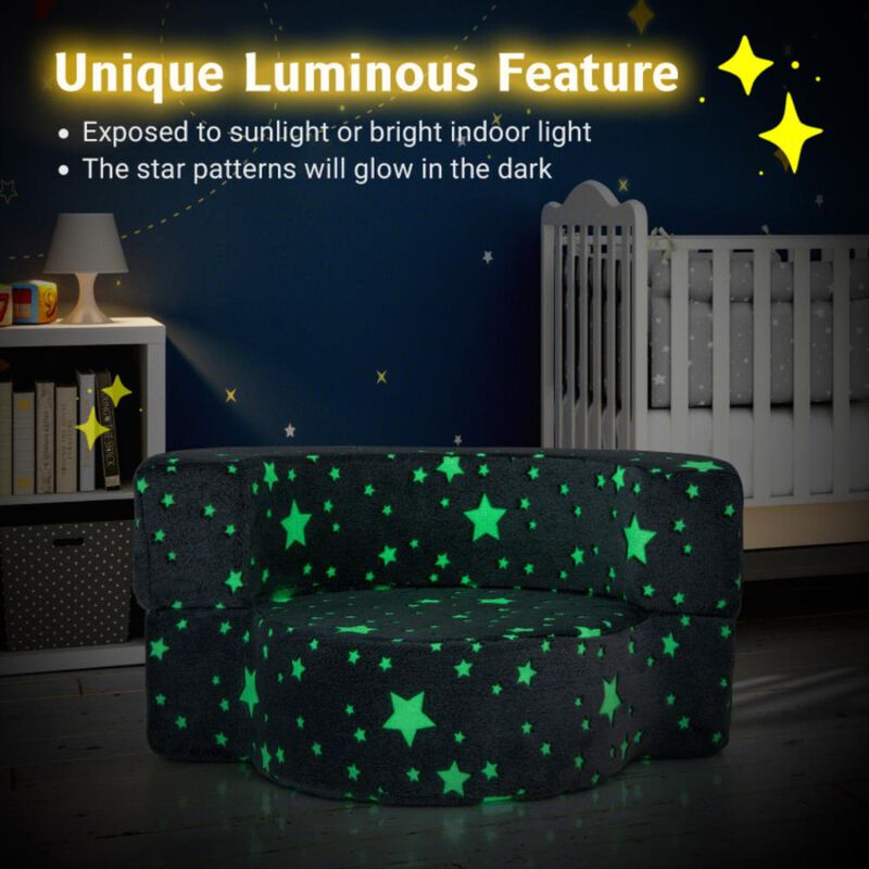 Hivvago 2-in-1 Toddler Chair Glow in the Dark Kids Couch with Cover Convertible Sofa