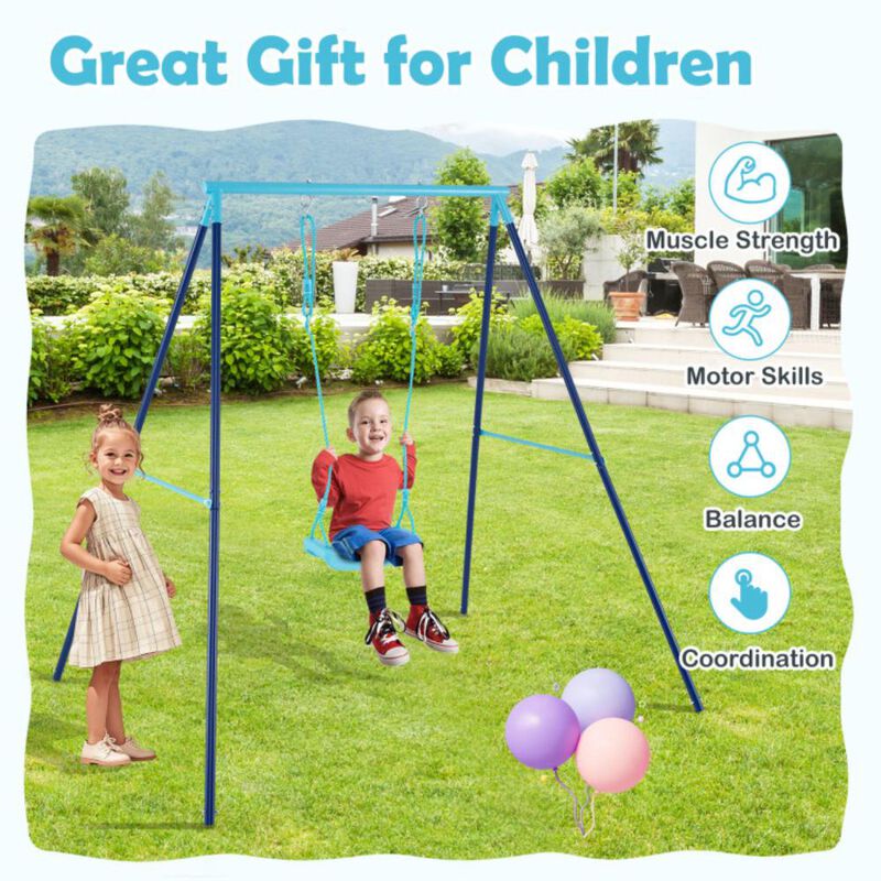 Hivvago Outdoor Heavy Duty Metal Toddler Swing Set with Stand