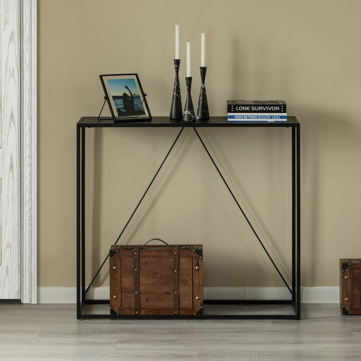 Modern Display Metal Console Table, for Dining, Entryway and Hallway, Black