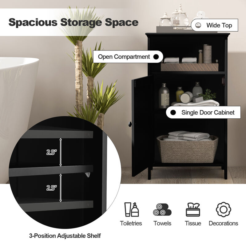 Bathroom Freestanding  Adjustable Shelf Floor Storage Cabinet