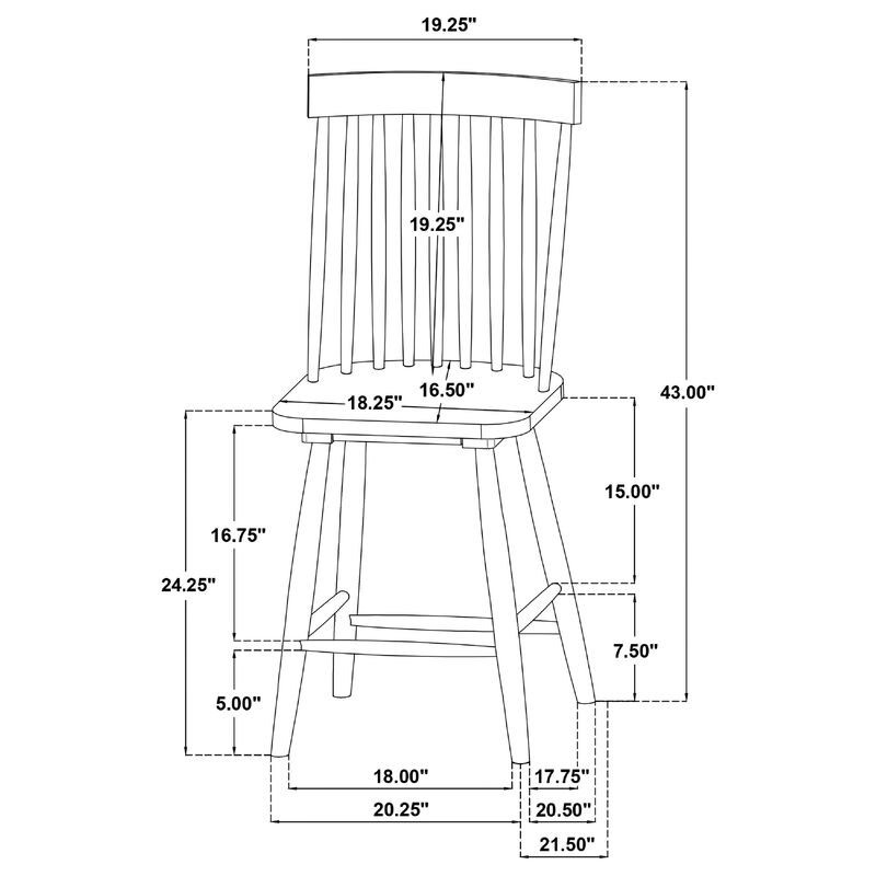 Andy Counter Height Chair Set of 2, Windsor Spindle Back, Wood image number 7