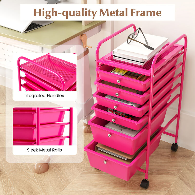 Multifunctional 6 Drawers Rolling Storage Cart Organizer