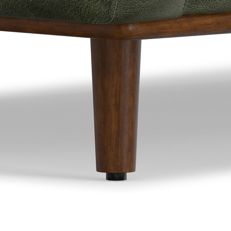 Morrison 72-inch Mid-Century Modern Sofa in Moss Green Genuine Leather