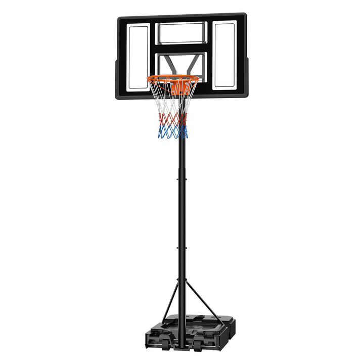Portable Basketball Hoop with Adjustable Height, Rolling Base Goal System for Kids, Teens & Adults-Black