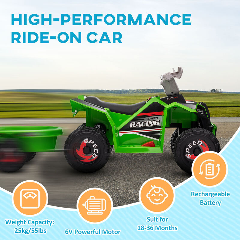 BreeBe 6V Electric Toy Car with Back Trailer, Forward Backward, Wear-Resistant Wheels image number 5