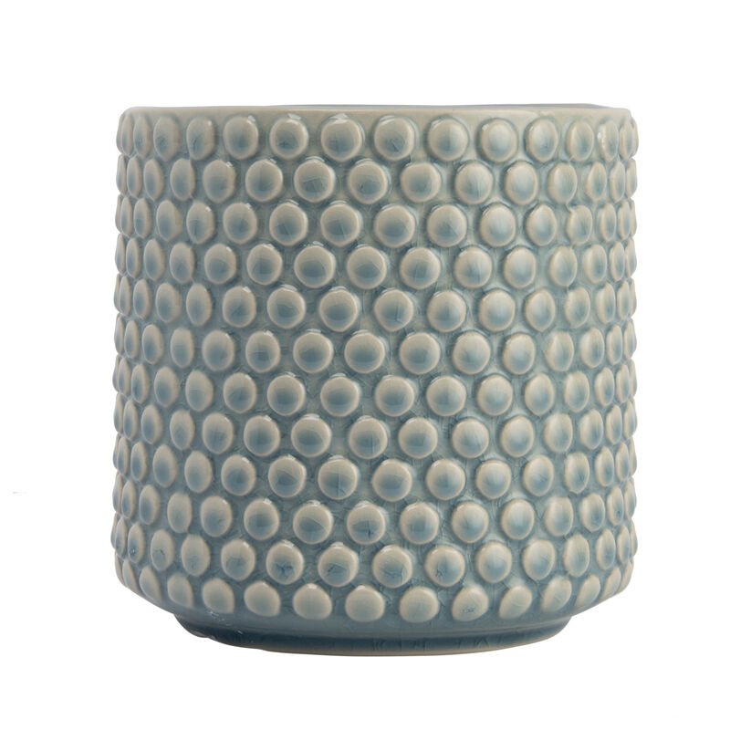 Round Stoneware Planter Pot with Polka Dots, Sky Blue image number 2