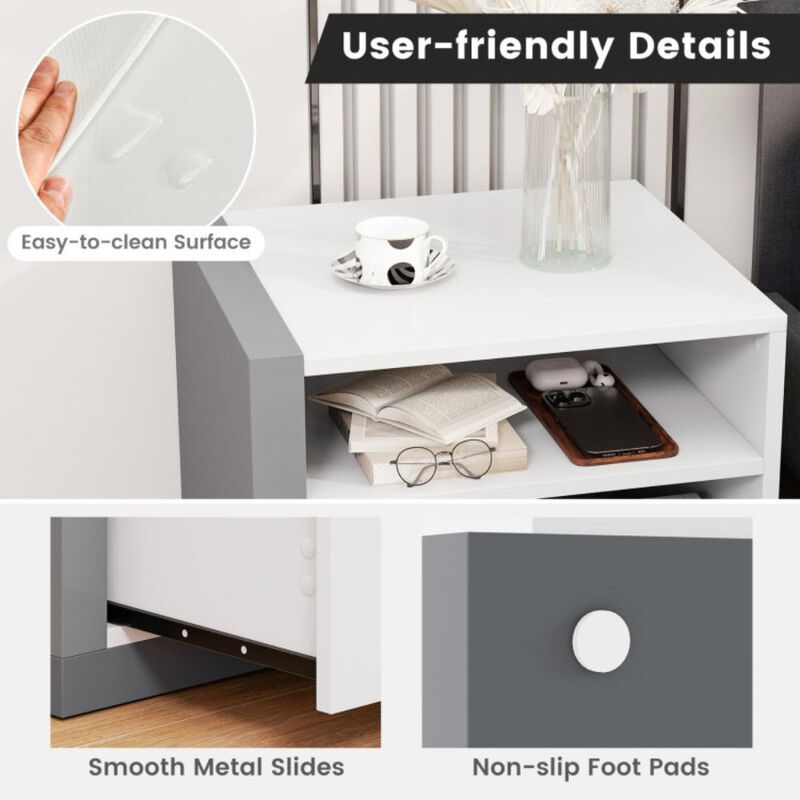 Hivvago Modern Minimalist Nightstand with Drawer for Bedroom