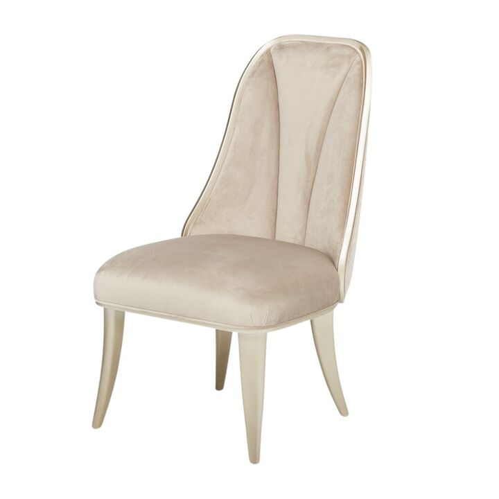 Velvet Chairs Set of 2, Beige Chairs for Dining Table with Tall Back