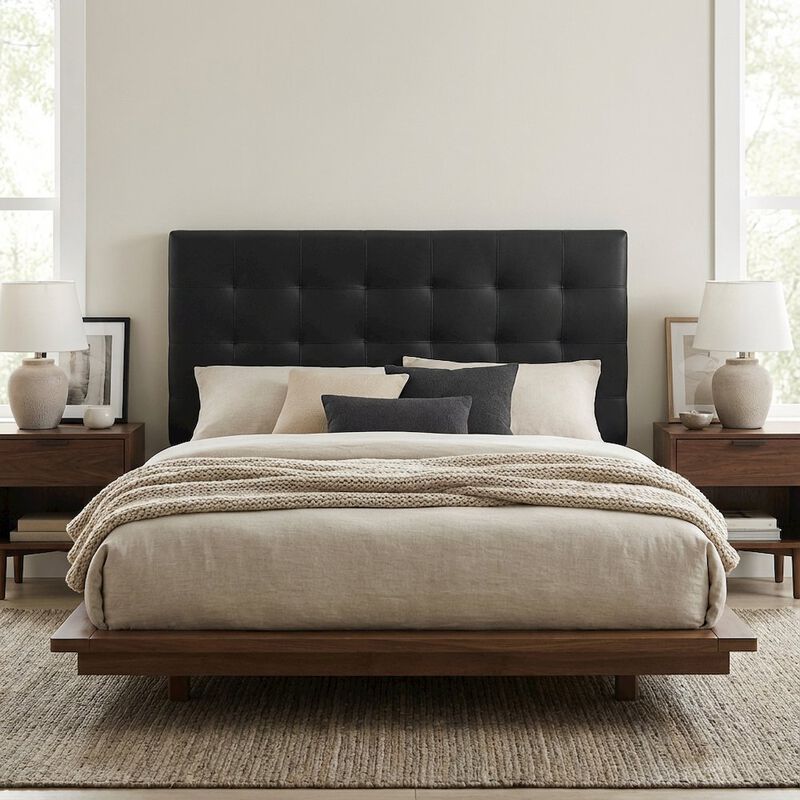 Tufted Faux Leather Headboard for King, California King Beds, Elegant Design image number 3