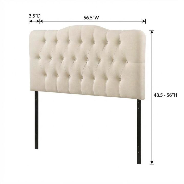 Upholstered Fabric Headboard in Neutral Tone with Plush Padding and Sturdy Frame