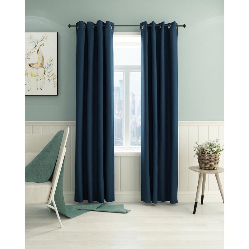 Furinno Collins Blackout Curtain 52x95 in. 2 Panels, Dark Blue