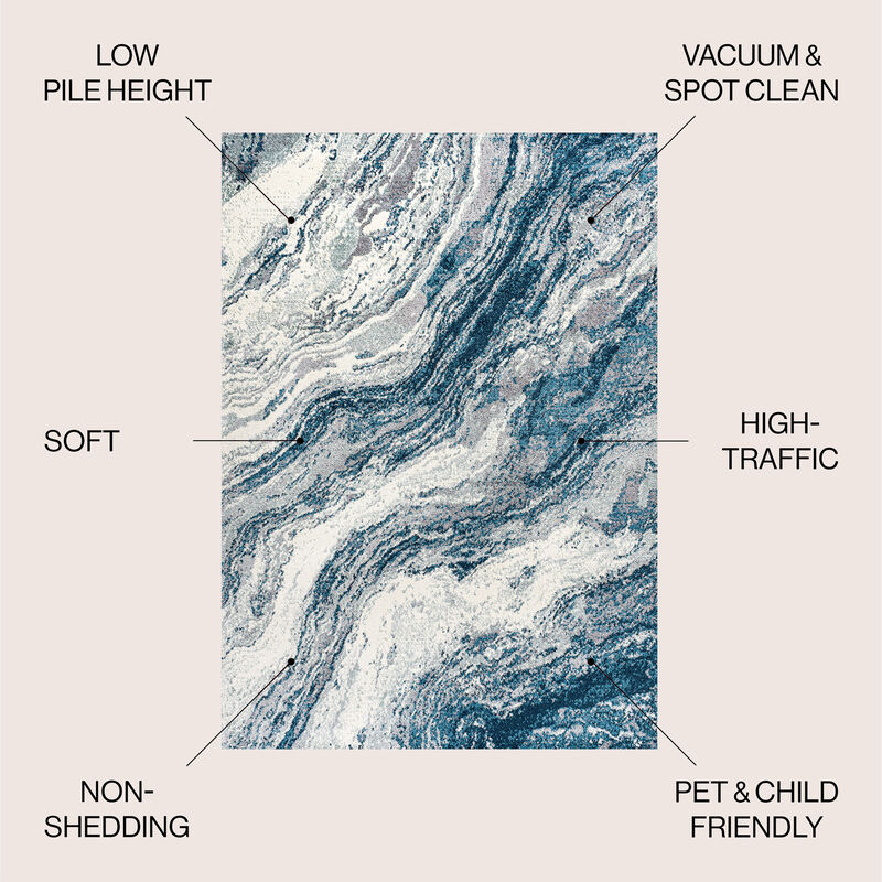 Kassia Contemporary Glam Abstract Marble Indoor Area Rug image number 2