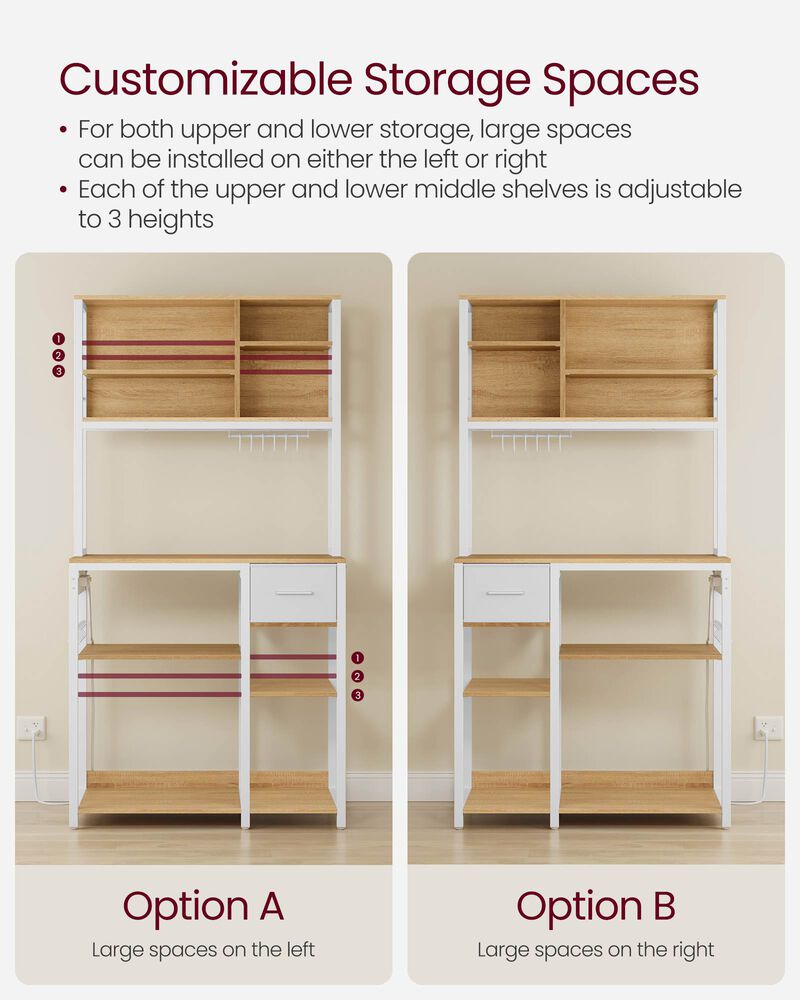 Bakers Rack Coffee Bar with Charging Station Storage Organizer image number 5