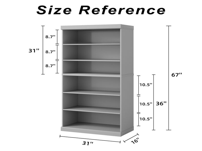 6-Story Doorless Wood Grain Decorative Storage Cabinet Bookshelf