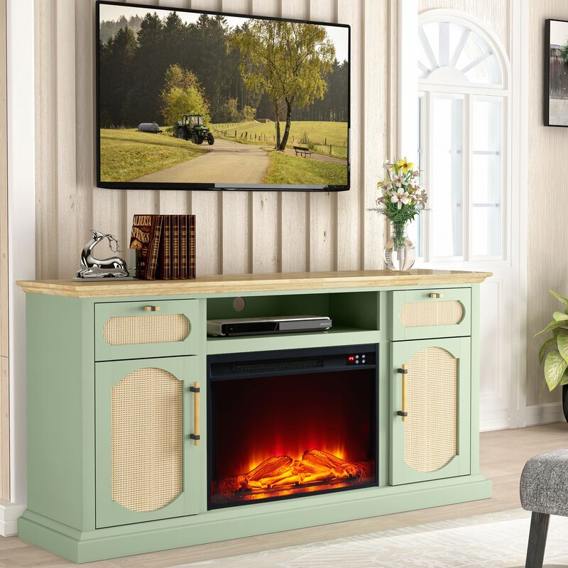 FESTIVO Rustic TV Stand with Fireplace for up to 65" TVs