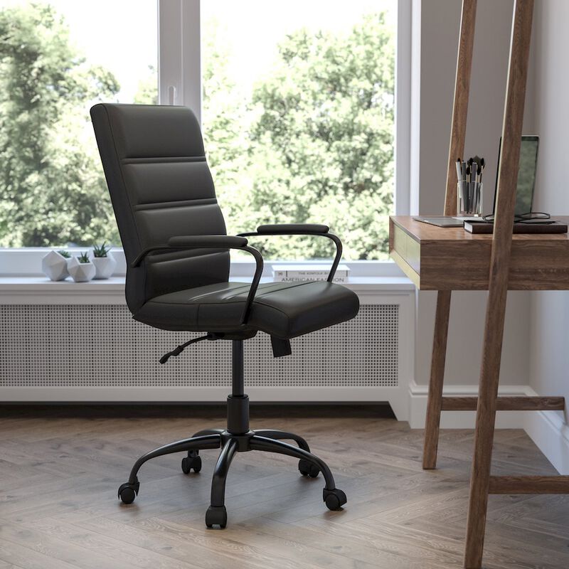 Flash Furniture Mid-Back Black Executive Swivel Office Chair with Black Frame and Arms image number 8