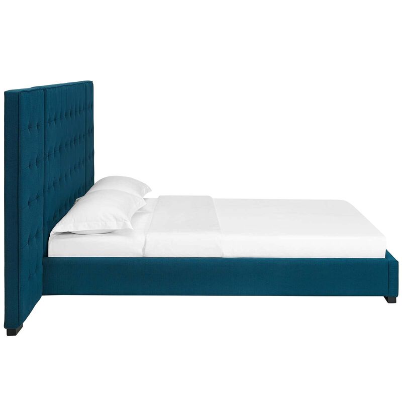 Modway Sierra Tufted Upholstered Fabric Queen Platform Bed Frame With Headboard In Azure