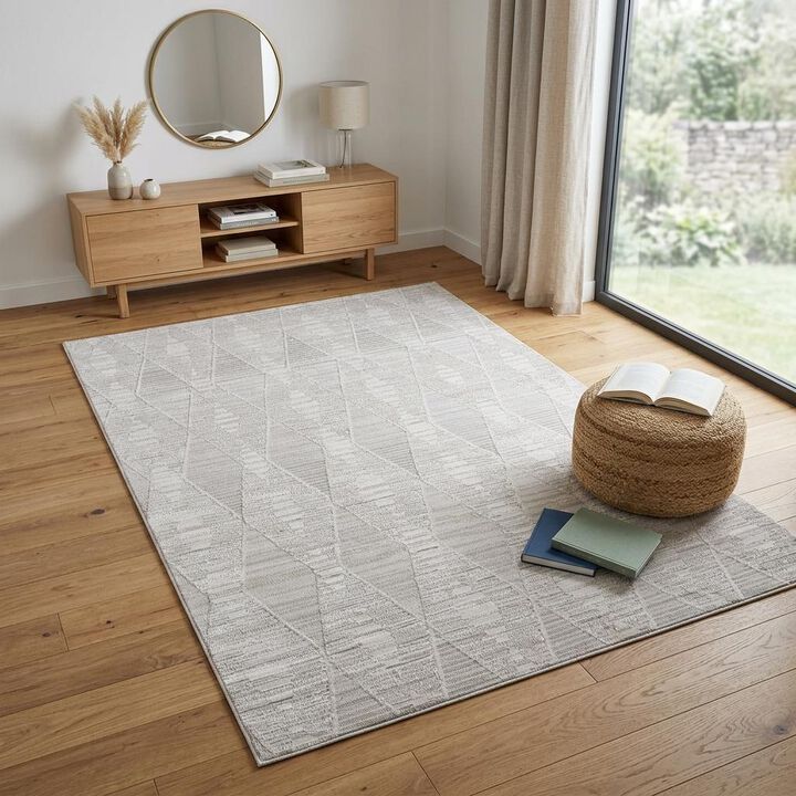 HomeRoots Geometric Distressed Area Rug