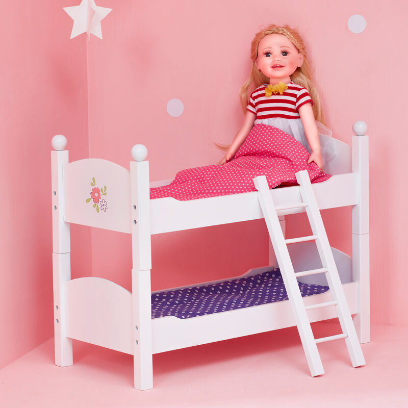 Olivia's Little World Polka Dots Princess 18" Dolls Bunk Bed, White image number 6