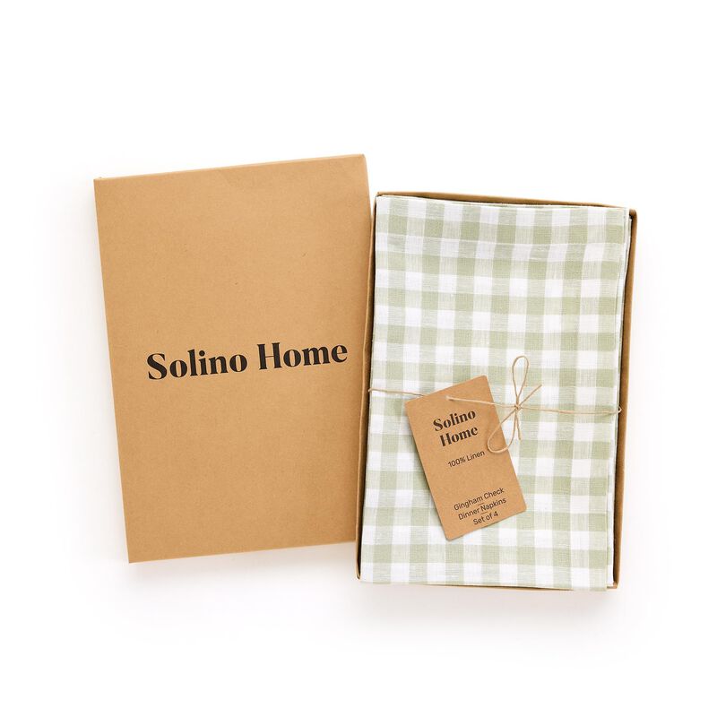Linen Dinner Napkins - Gingham Check image number 3
