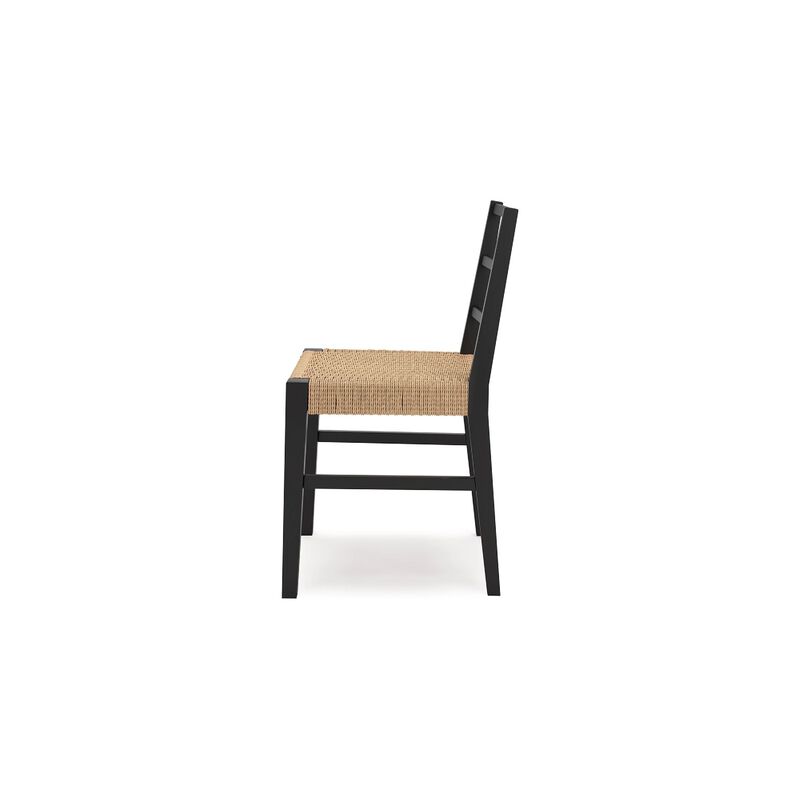 Wrenn Dining Side Chair Set of 2, Faux Rattan Woven Seat, Black Wood image number 4