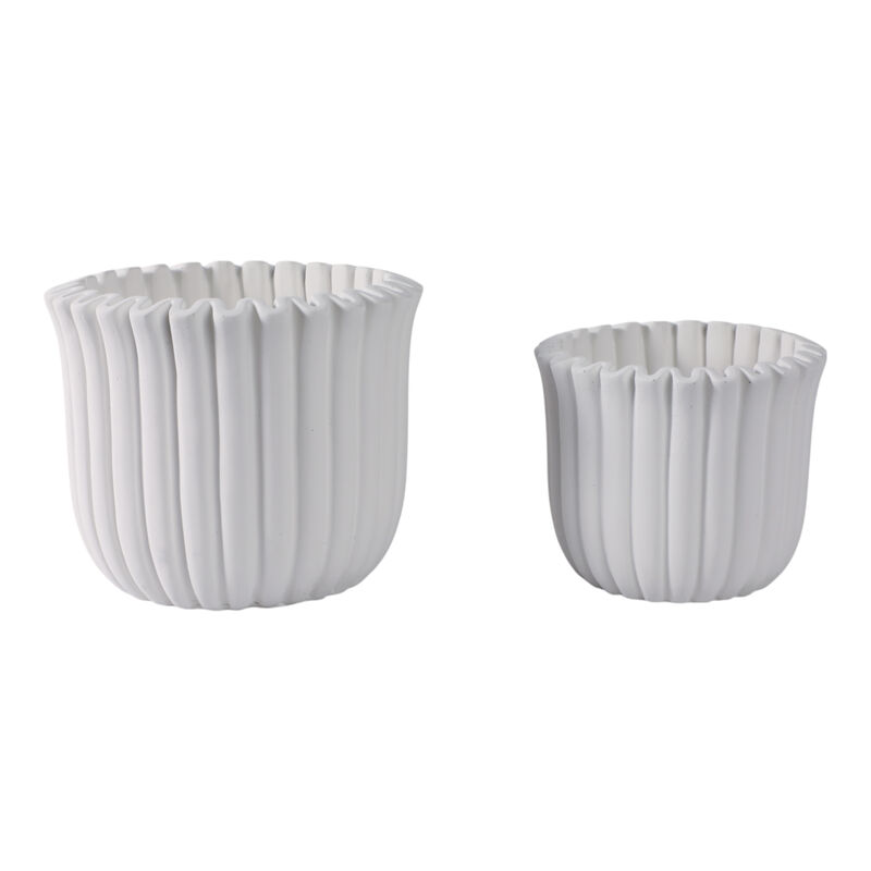 Fluted Planters, White Set