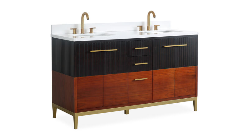 60 Inch Beatrice Mid-Century Trendy Modern Double Sink Bathroom Vanity