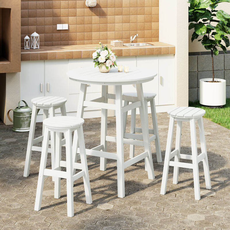 WestinTrends 5-Piece HDPE Outdoor Patio Dining Bar Bistro Table Set with Bar Stools image number 1