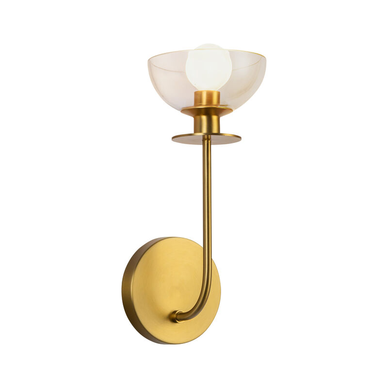 Sylvia 5-in Brushed Gold/Clear Glass 1 Light Damp-Rated Wall/Vanity Light image number 2