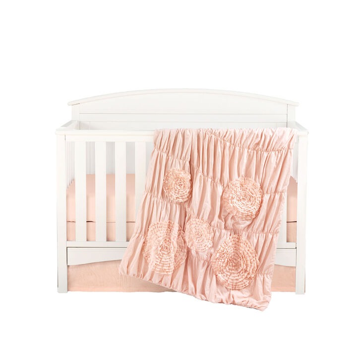 Serena Embellished Soft Baby/Toddler Blush 3Pc Bedding Set
