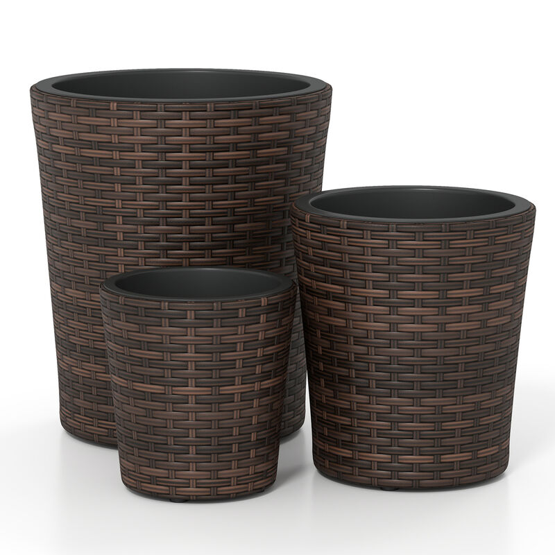 3 Pack Plastic Flower Pots with Saucers for Porch and Garden image number 3