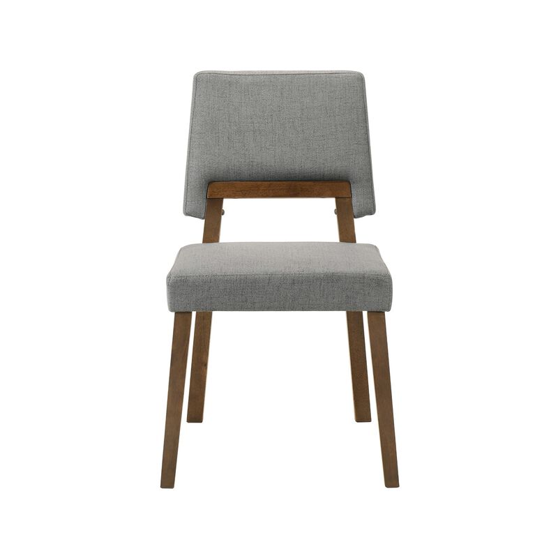 Yumi 23 Inch Dining Chair, Set of 2, Charcoal Gray Fabric, Walnut Brown - Benzara