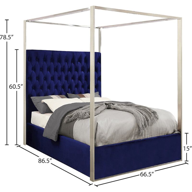 Meridian Furniture Porter Navy Velvet Queen Bed